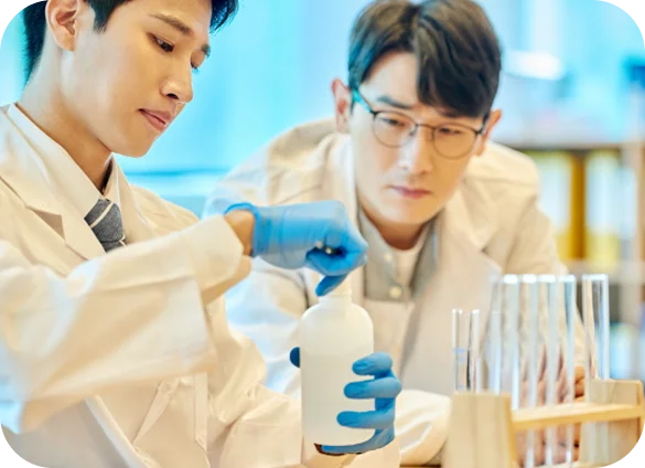 R&D staff developing tea drink ingredients and testing quality