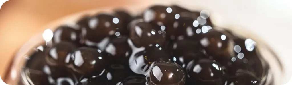 Close-up of tapioca pearls made from tapioca starch
